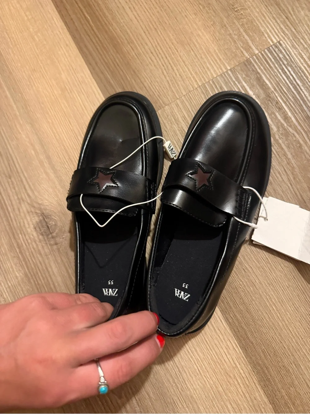 ZARA Black Loafers with Star Accent